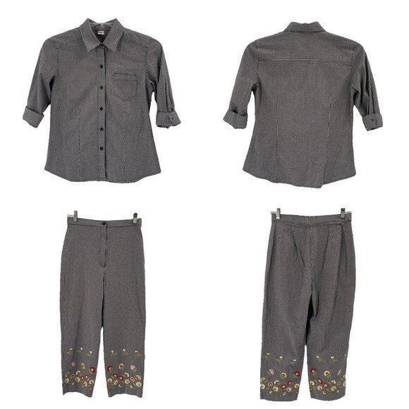 VINTAGE Larry Levine Sport Stretch matching pant suit - blouse / pants sz 8 - Picture 10 of 12